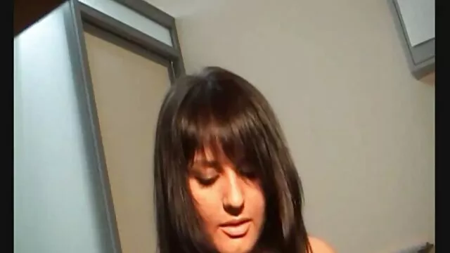 Young skinny porno douche public girl boldly shoves a huge dildo in her shaved pussy
